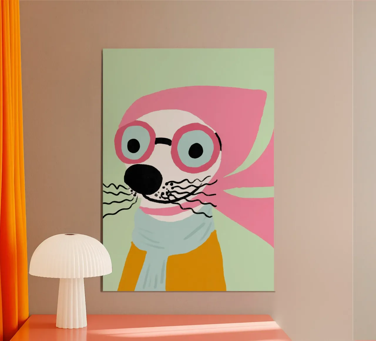 Sigillo hipster, arte animale eccentrica, sciarpa rosa poster da vintagepod