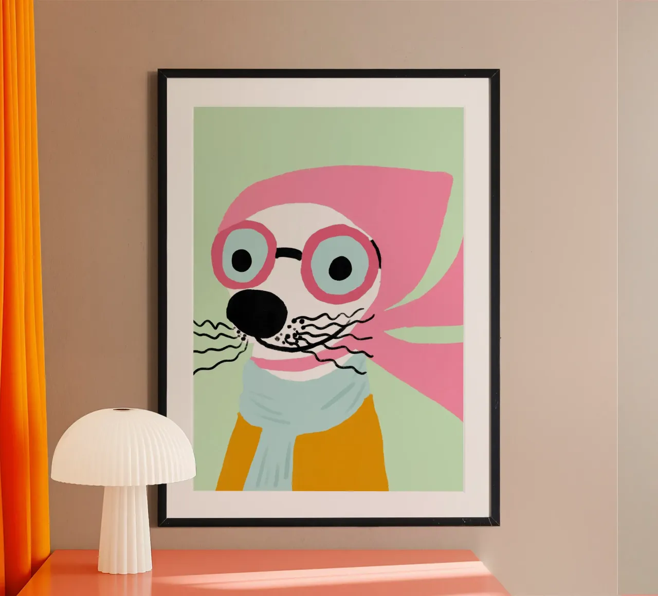 Sigillo hipster, arte animale eccentrica, sciarpa rosa poster da vintagepod