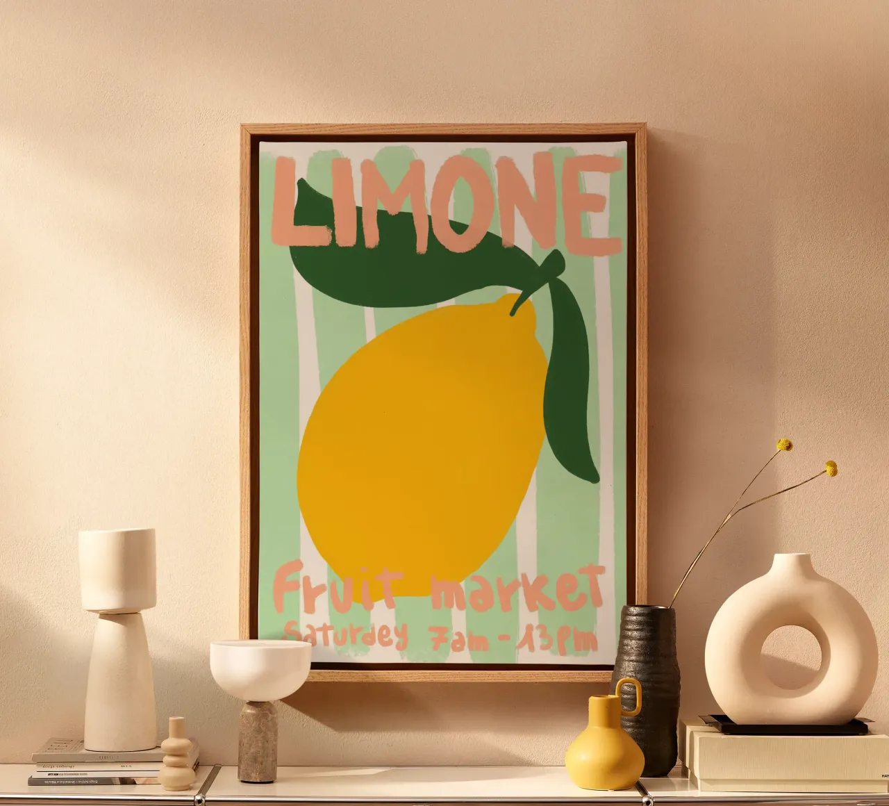 Mercato della frutta al lime, arte in cucina, poster d'epoca tela con Cornice a cassetta da vintagepod