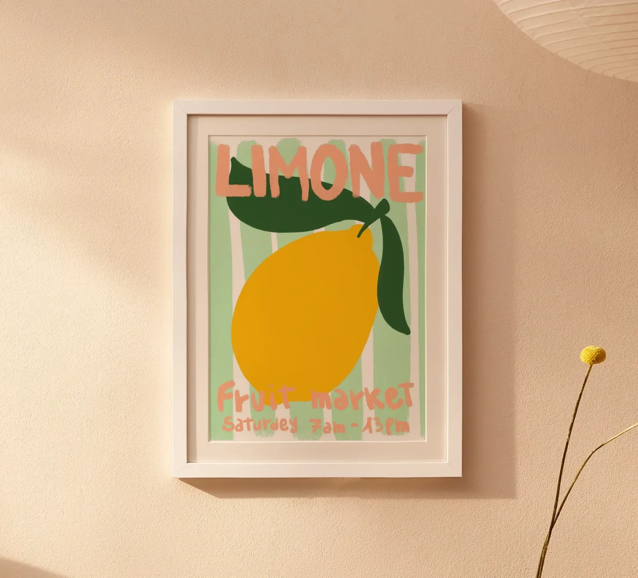 Mercato della frutta al lime, arte in cucina, poster d'epoca poster con telaio in alluminio da vintagepod
