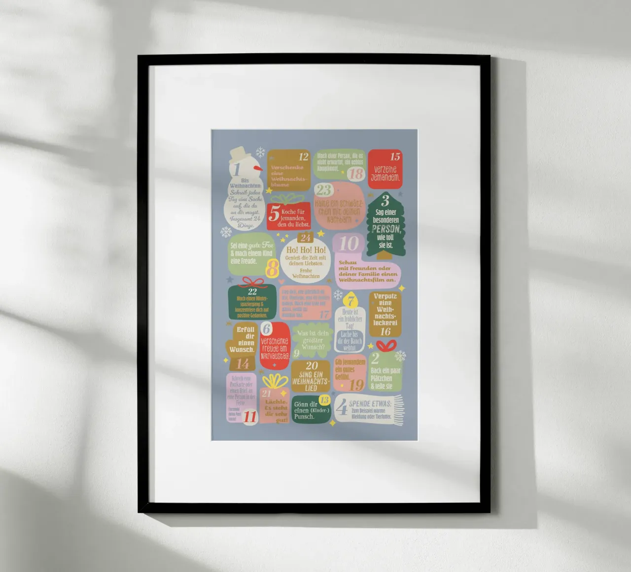 Adventskalender. Positive Vibes poster con telaio in alluminio da Fraysein Design