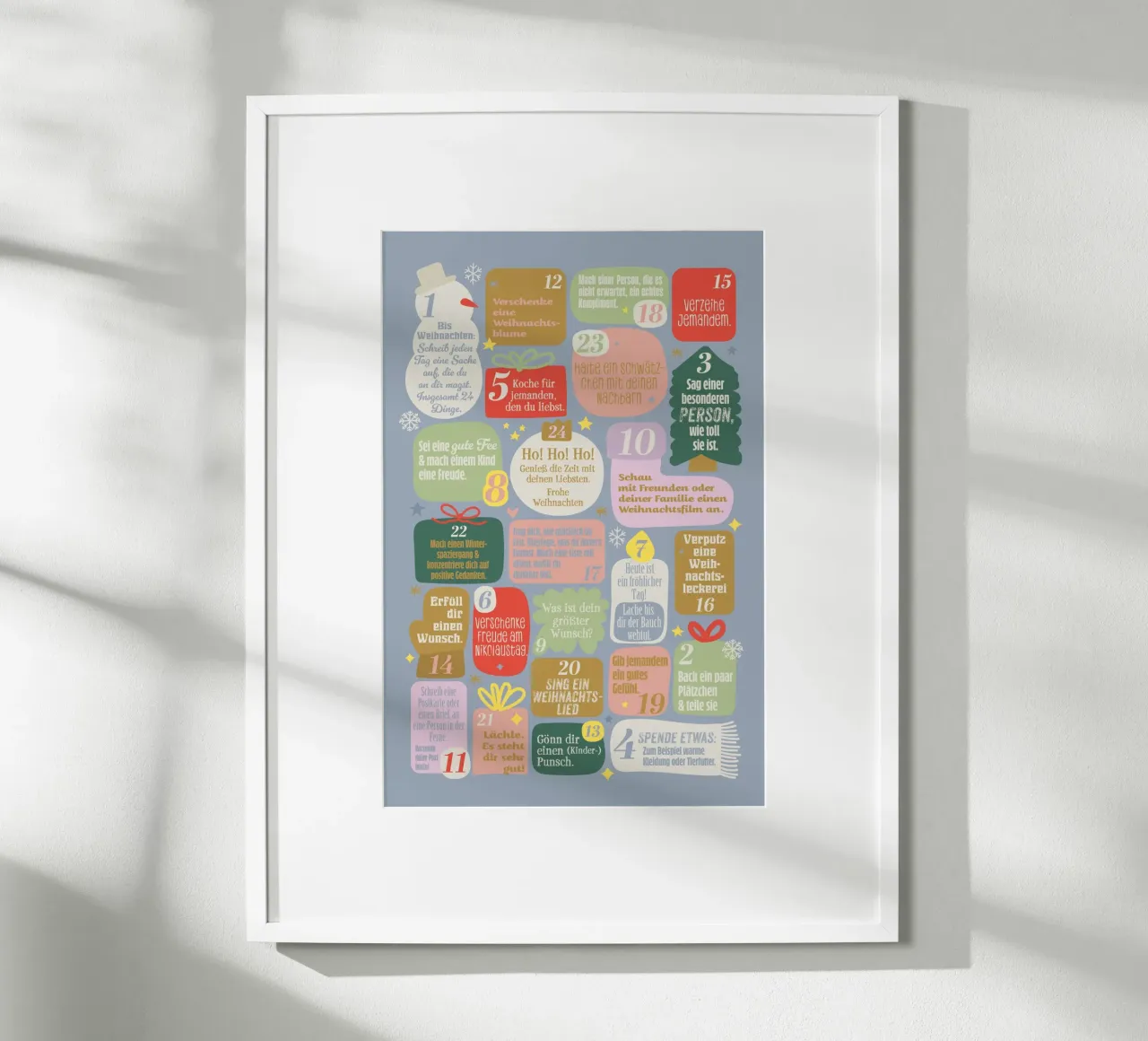 Adventskalender. Positive Vibes poster con telaio in alluminio da Fraysein Design