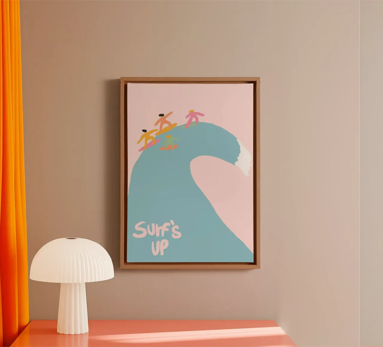 Surf's Up, Minimalist Surfer Art, Ocean Poster canvas with Floater frame by vintagepod