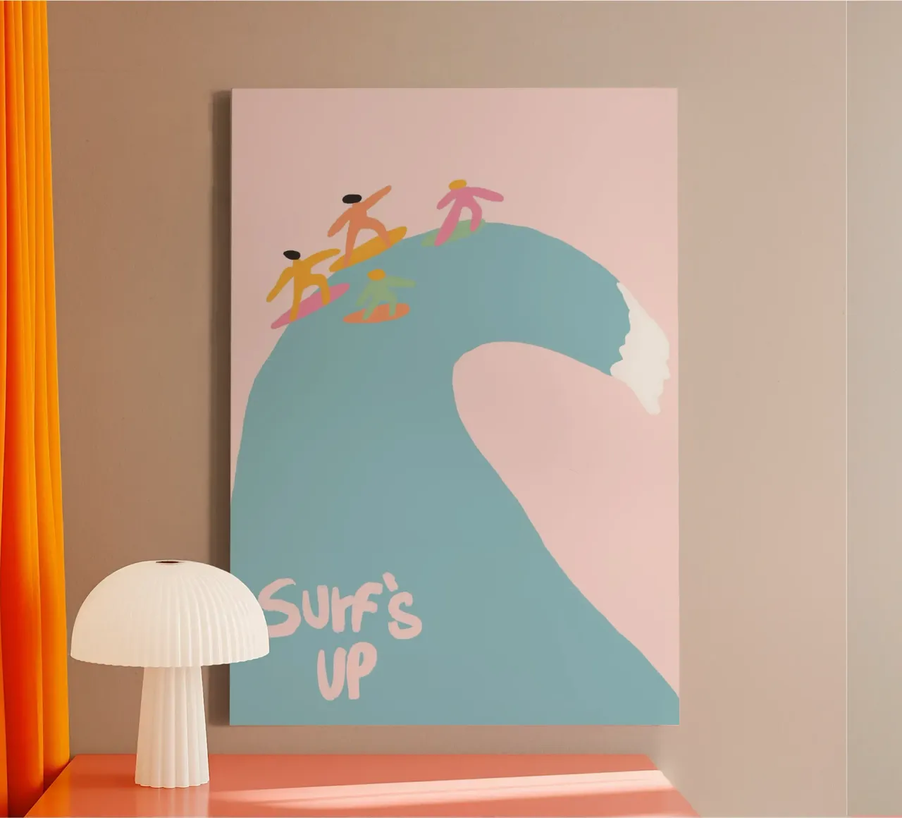 Surf's Up, Minimalist Surfer Art, Ocean Poster canvas with Floater frame by vintagepod