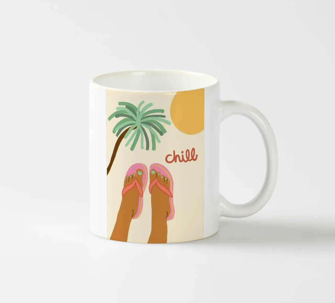Chill, Gambe da spiaggia, Summer Vibes Art tazza in ceramica da dawnthesea