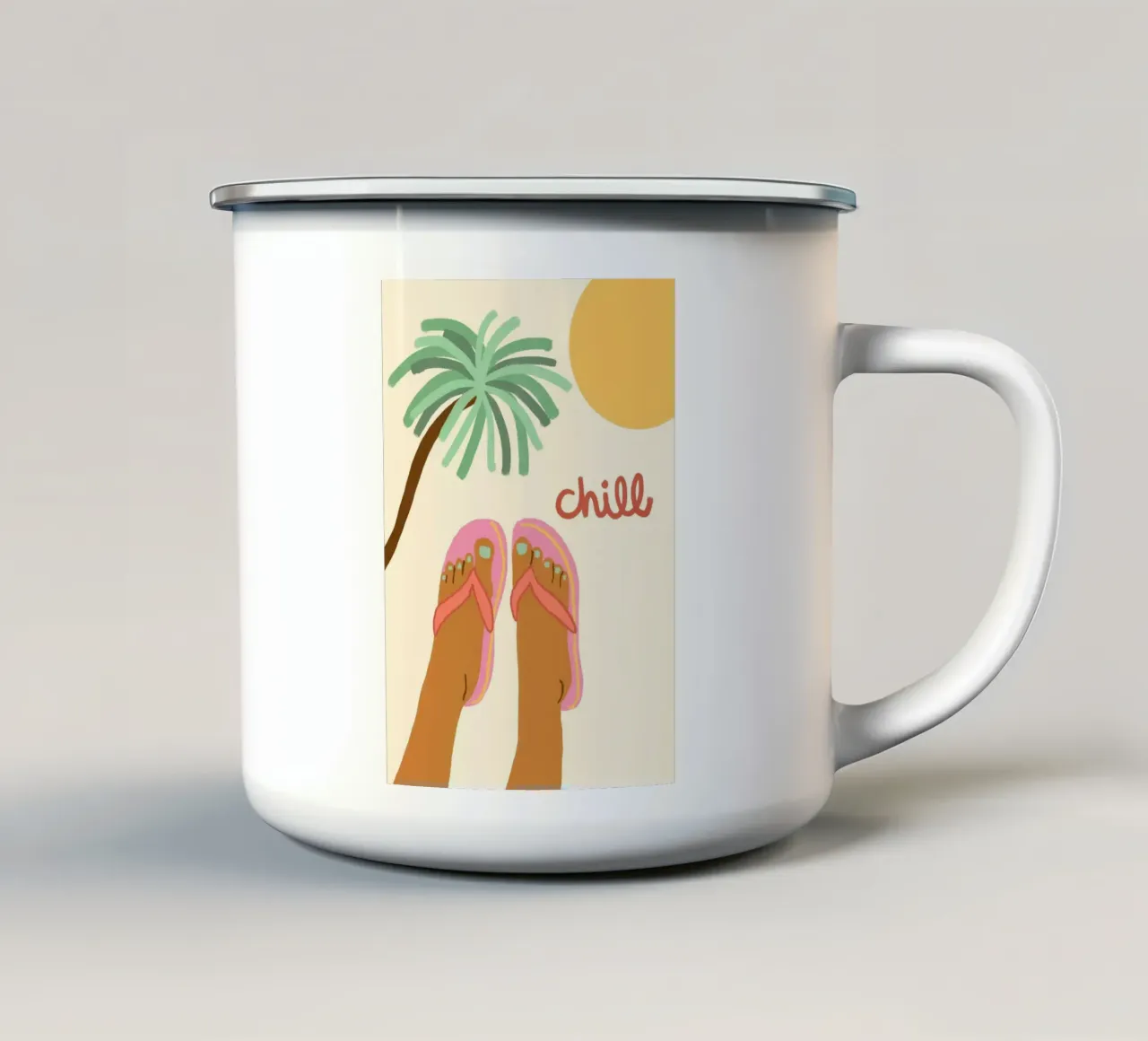 Chill, Gambe da spiaggia, Summer Vibes Art tazza in smalto da dawnthesea