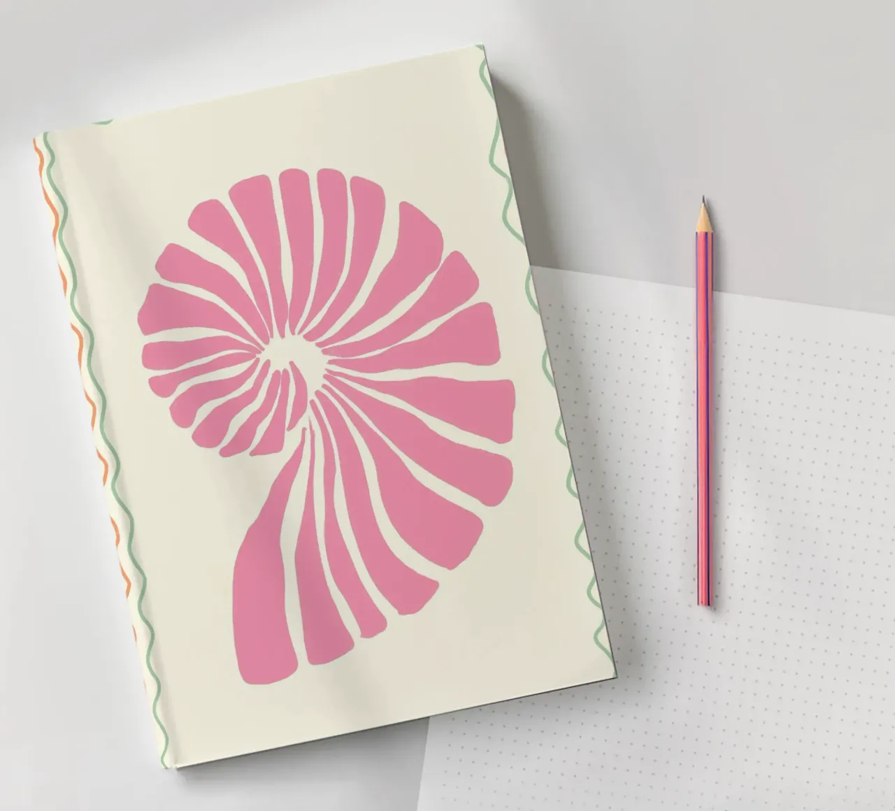 Pink Seashell, Nautilus, Minimalist Art Print notebook by dawnthesea