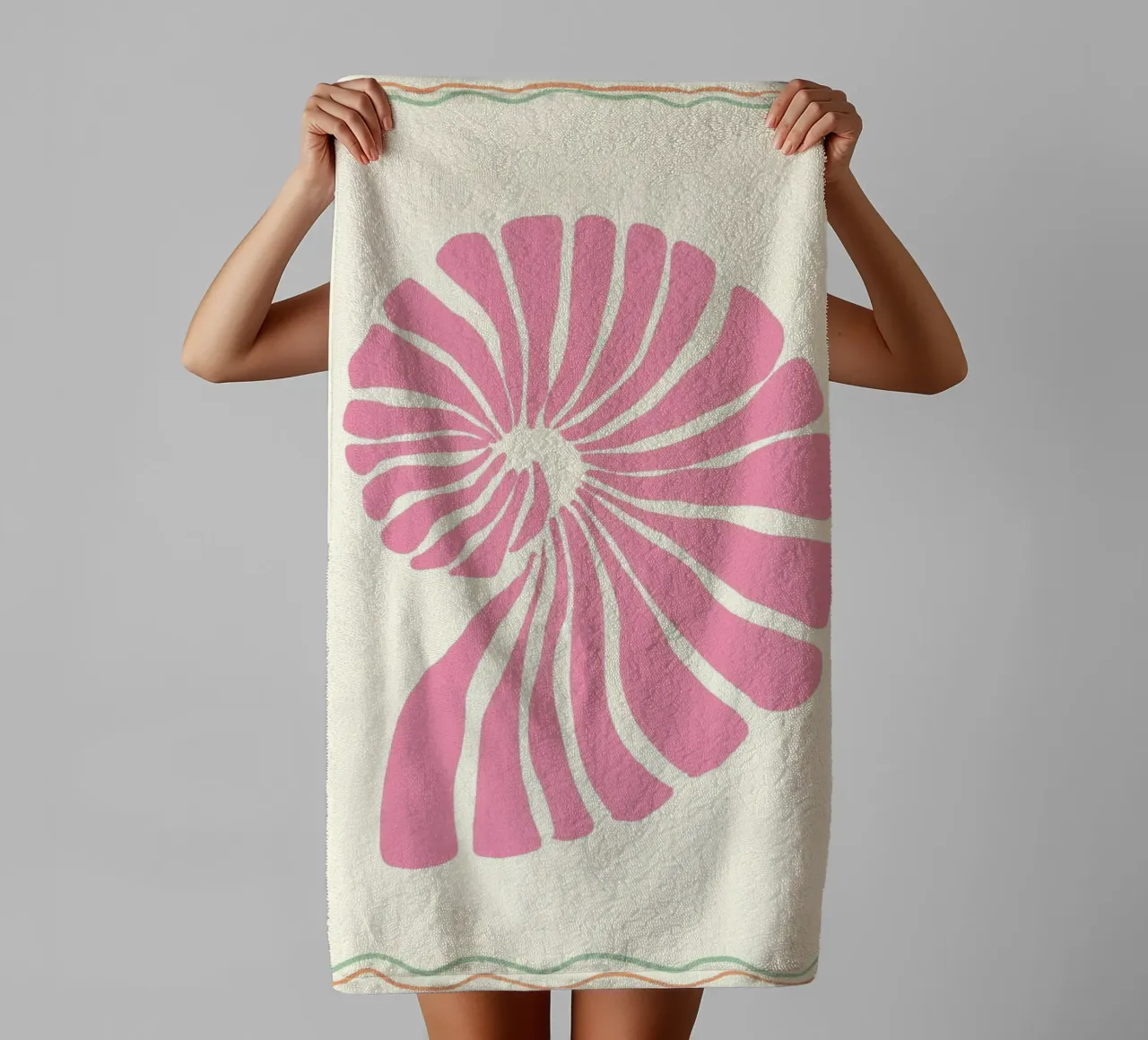 Pink Seashell, Nautilus, Minimalist Art Print towel by dawnthesea