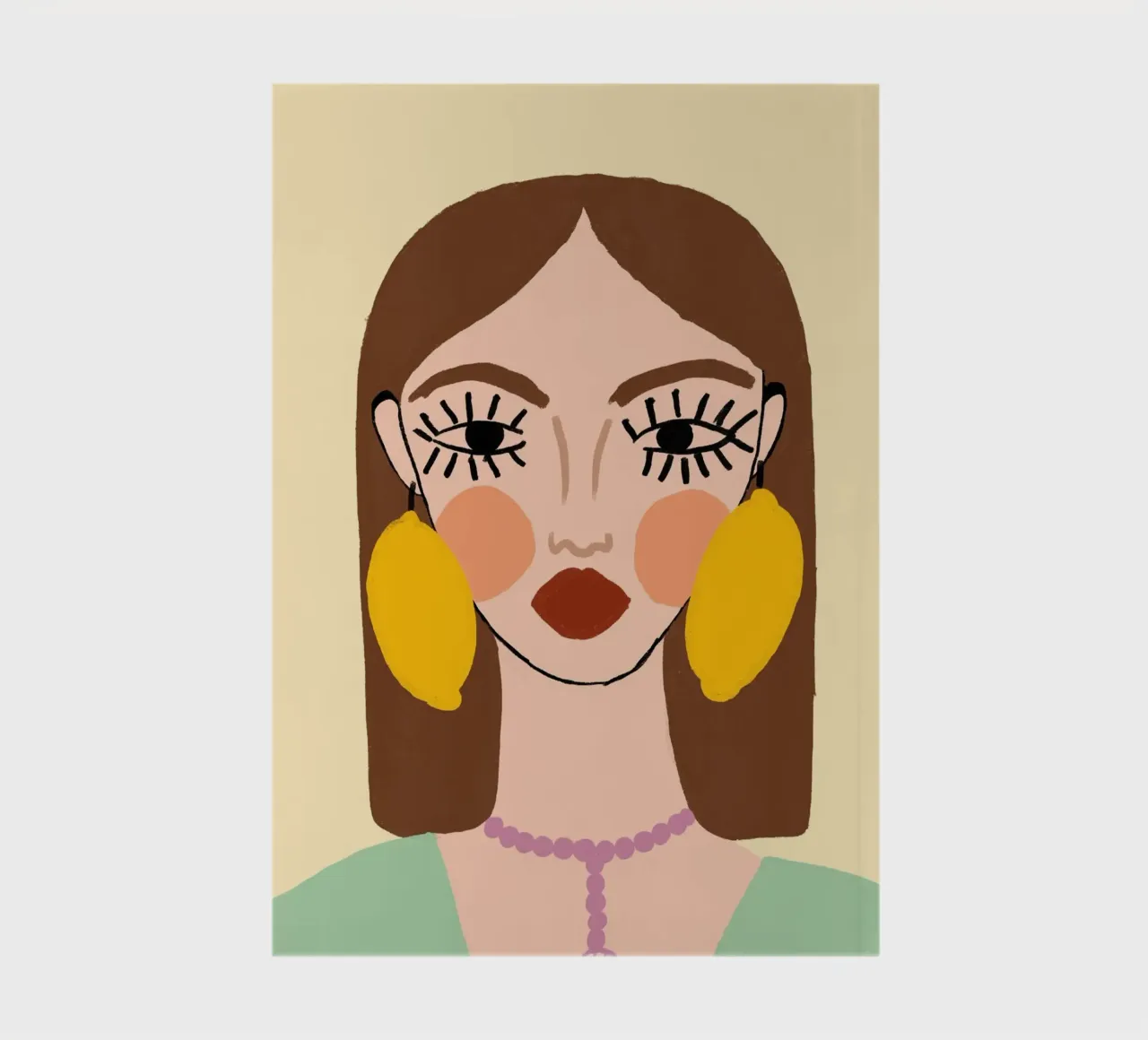 Femme avec des boucles d'oreilles en forme de citron, portrait artistique excentrique carnet de notes de dawnthesea