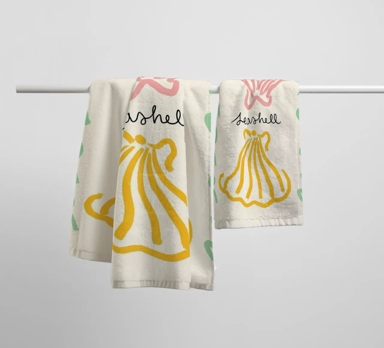 Seashell, Minimalist Coastal Art, Retro Print towel by dawnthesea