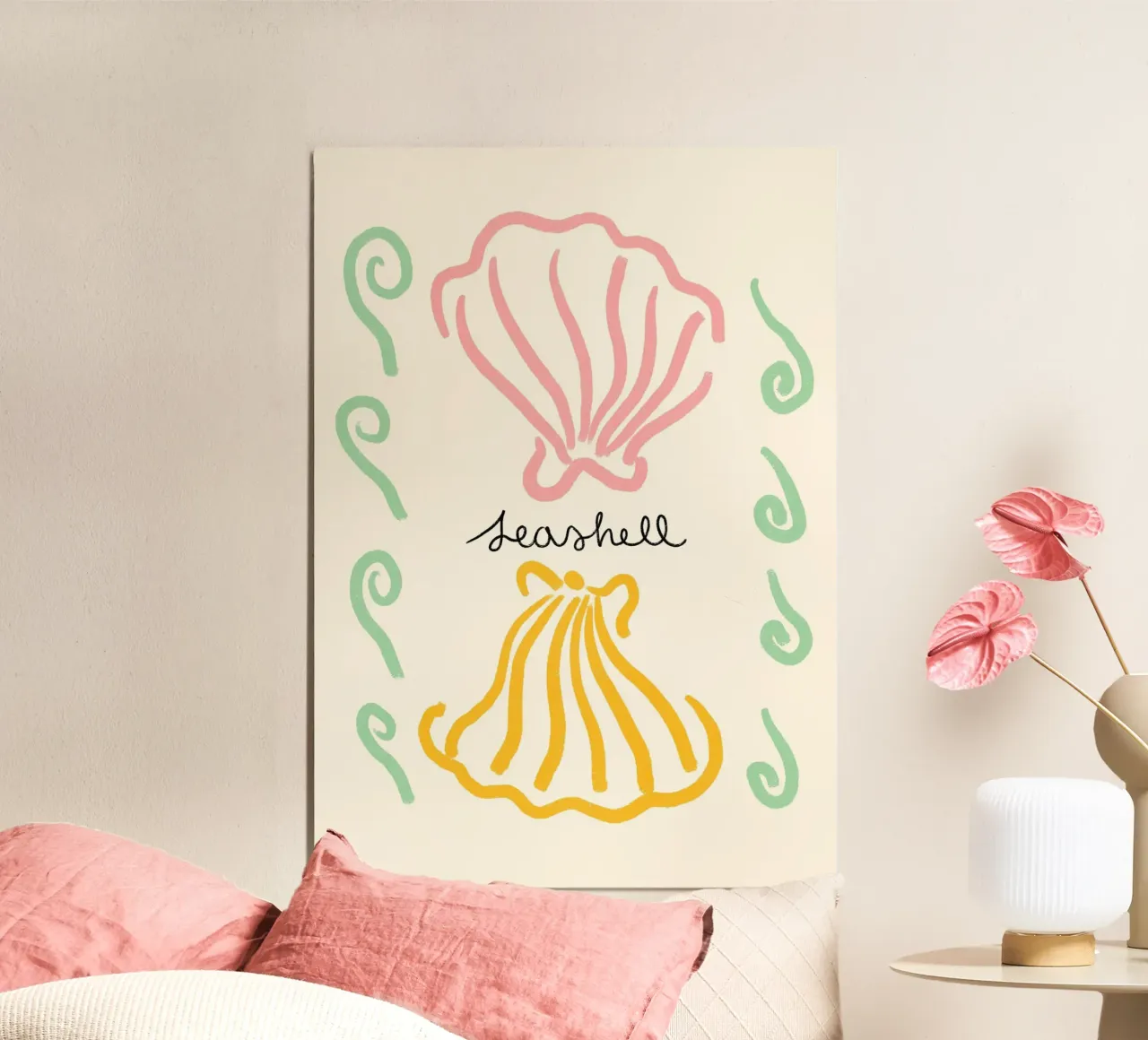 Seashell, Minimalist Coastal Art, Retro Print poster by dawnthesea