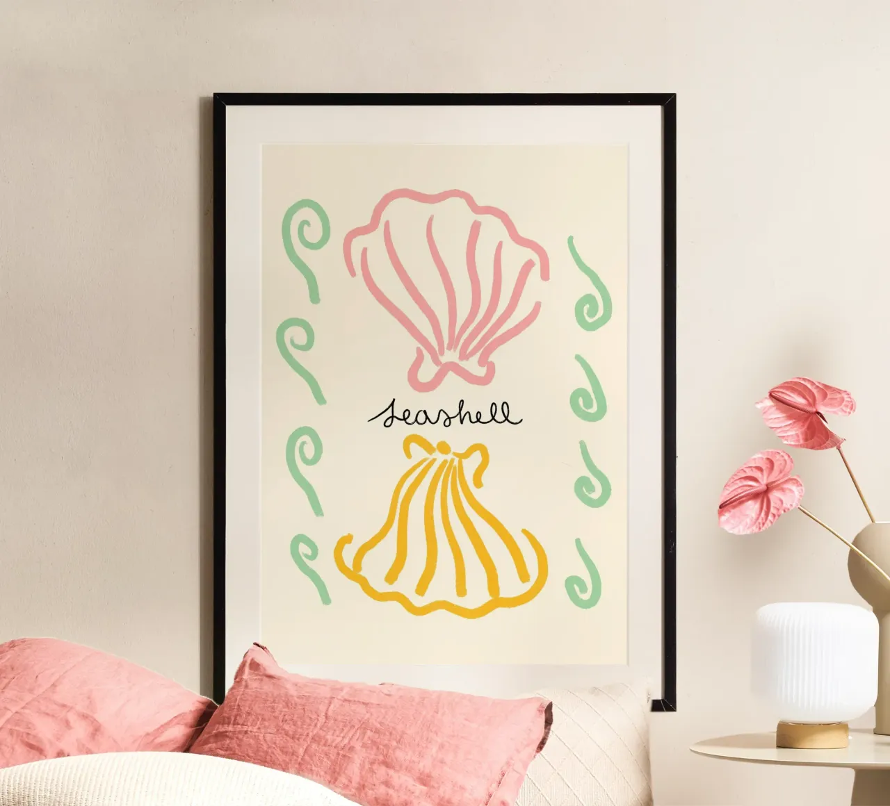 Seashell, Minimalist Coastal Art, Retro Print poster by dawnthesea