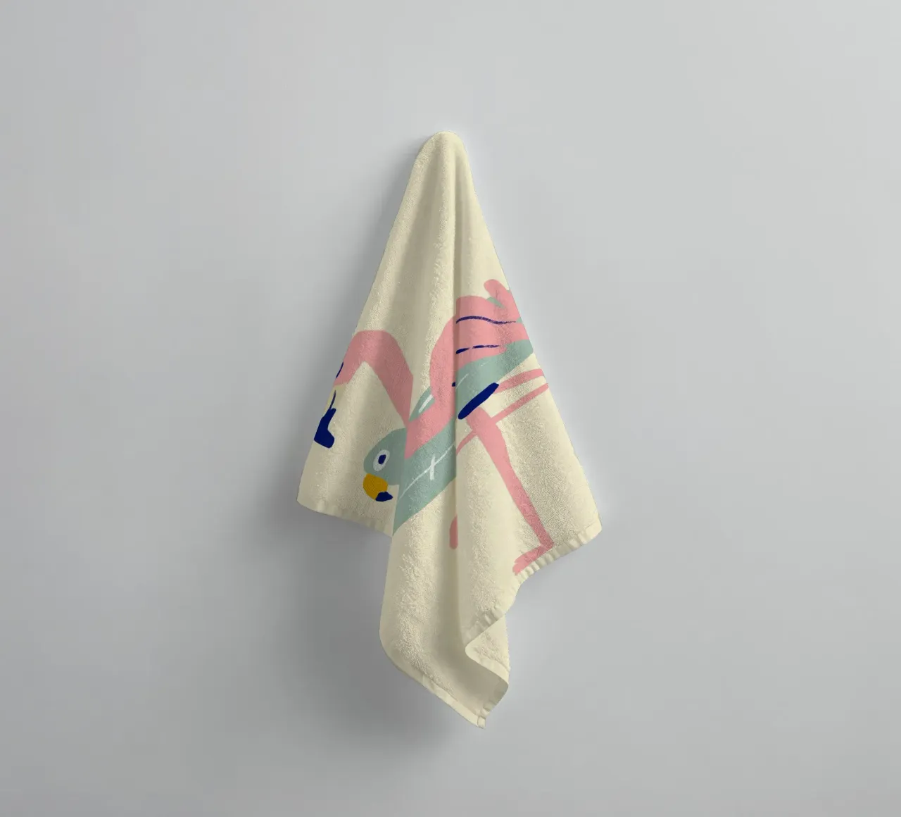 Flamingo on Float, Quirky Summer Art towel by dawnthesea