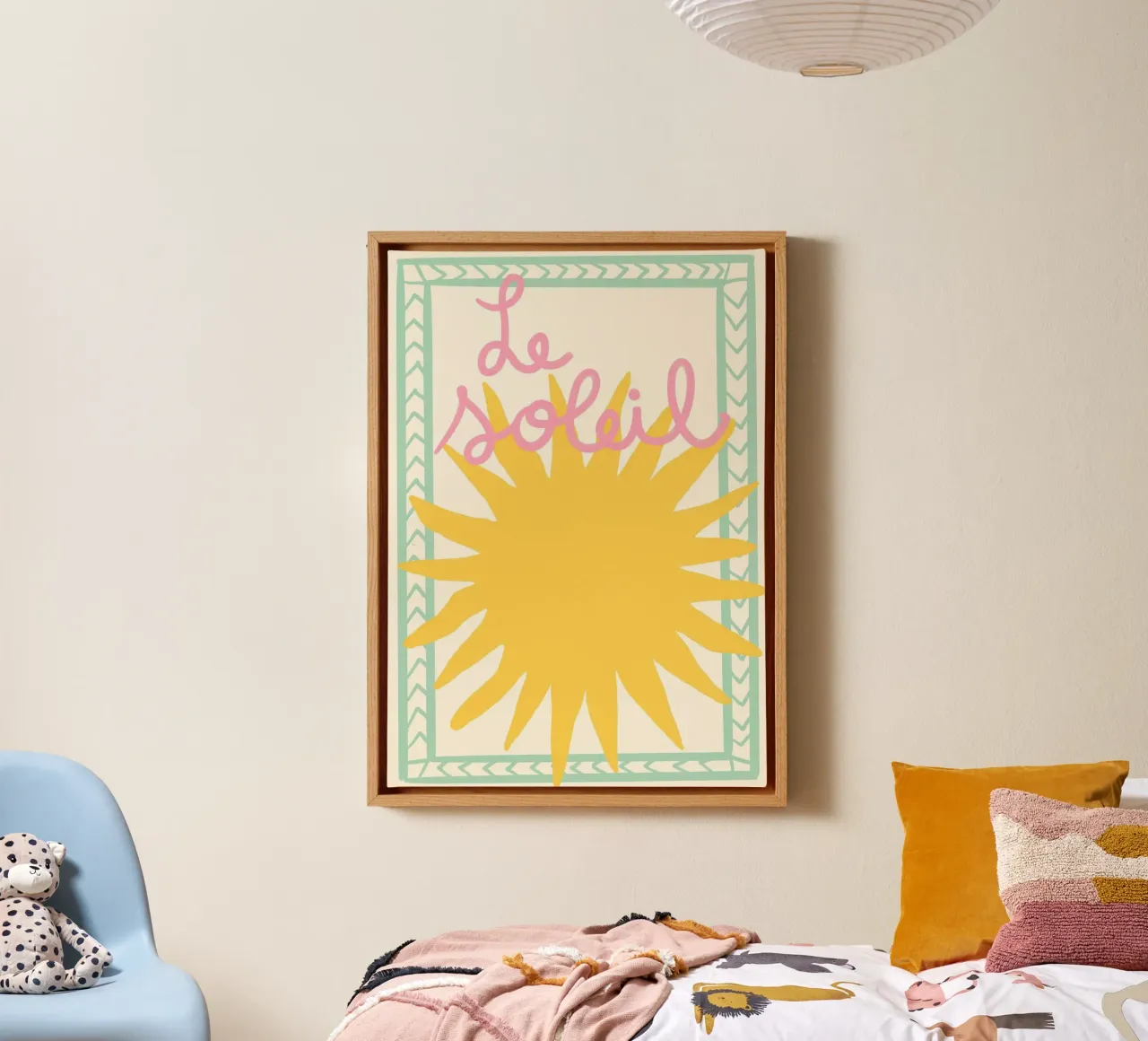 Le Soleil, arte del sole francese, Summer Vibes tela con Cornice a cassetta da dawnthesea