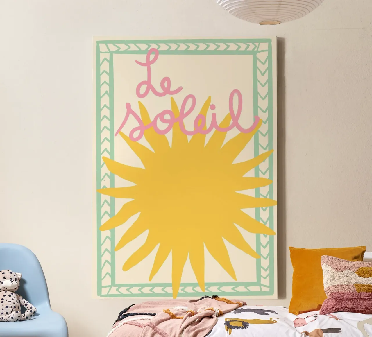 Le Soleil, arte del sole francese, Summer Vibes tela con Cornice a cassetta da dawnthesea