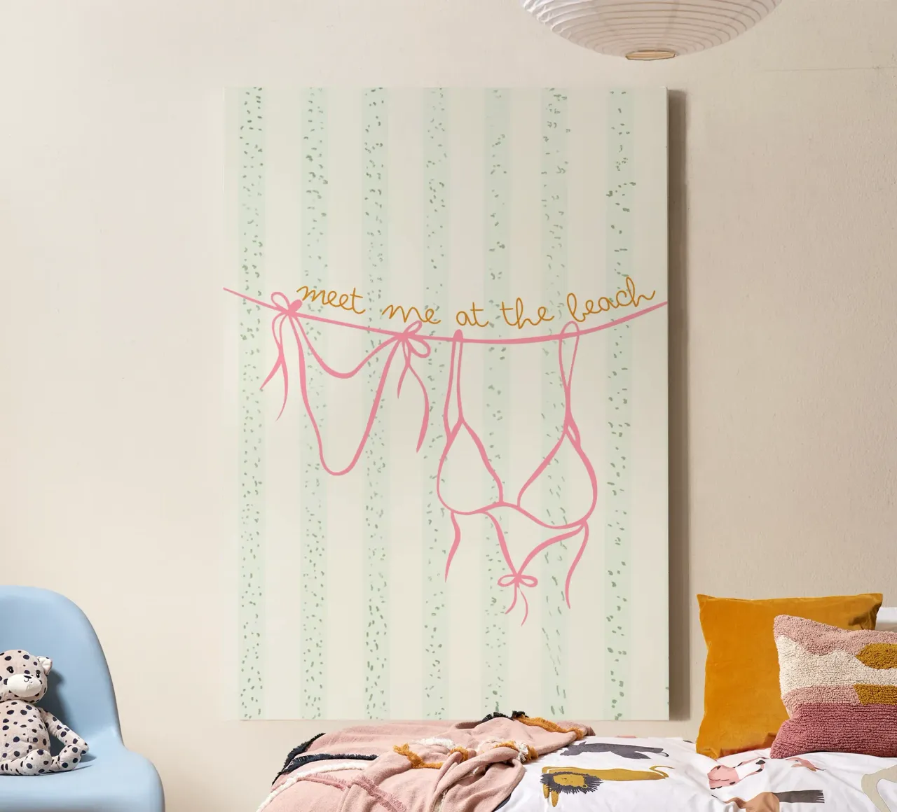 Incontriamoci in spiaggia, Bikini Art, Poster estivo tela con Cornice a cassetta da dawnthesea