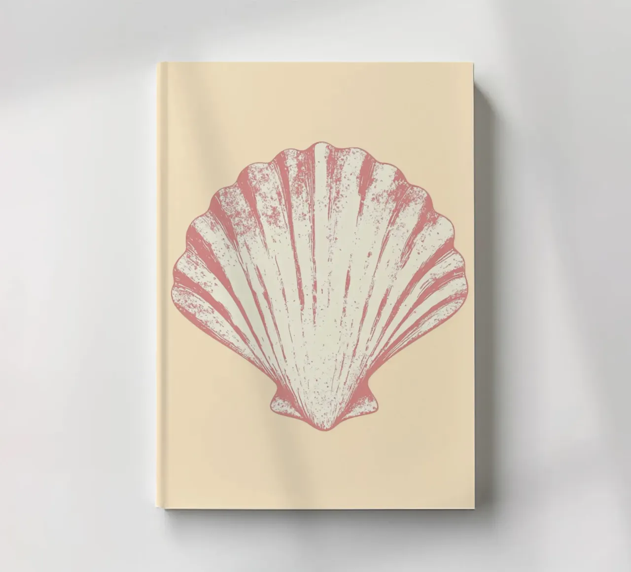 Pink Seashell, Minimalist Coastal Art, Retro Print notebook by dawnthesea