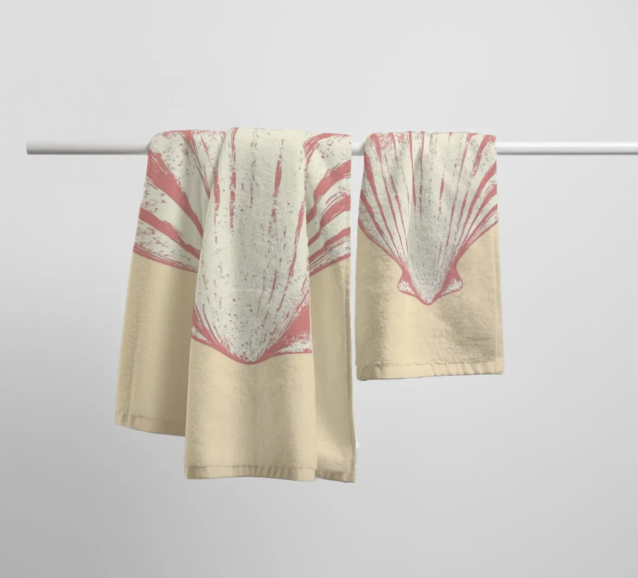 Pink Seashell, Minimalist Coastal Art, Retro Print towel by dawnthesea