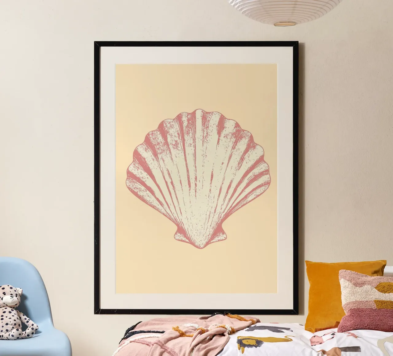 Pink Seashell, Minimalist Coastal Art, Retro Print poster by dawnthesea