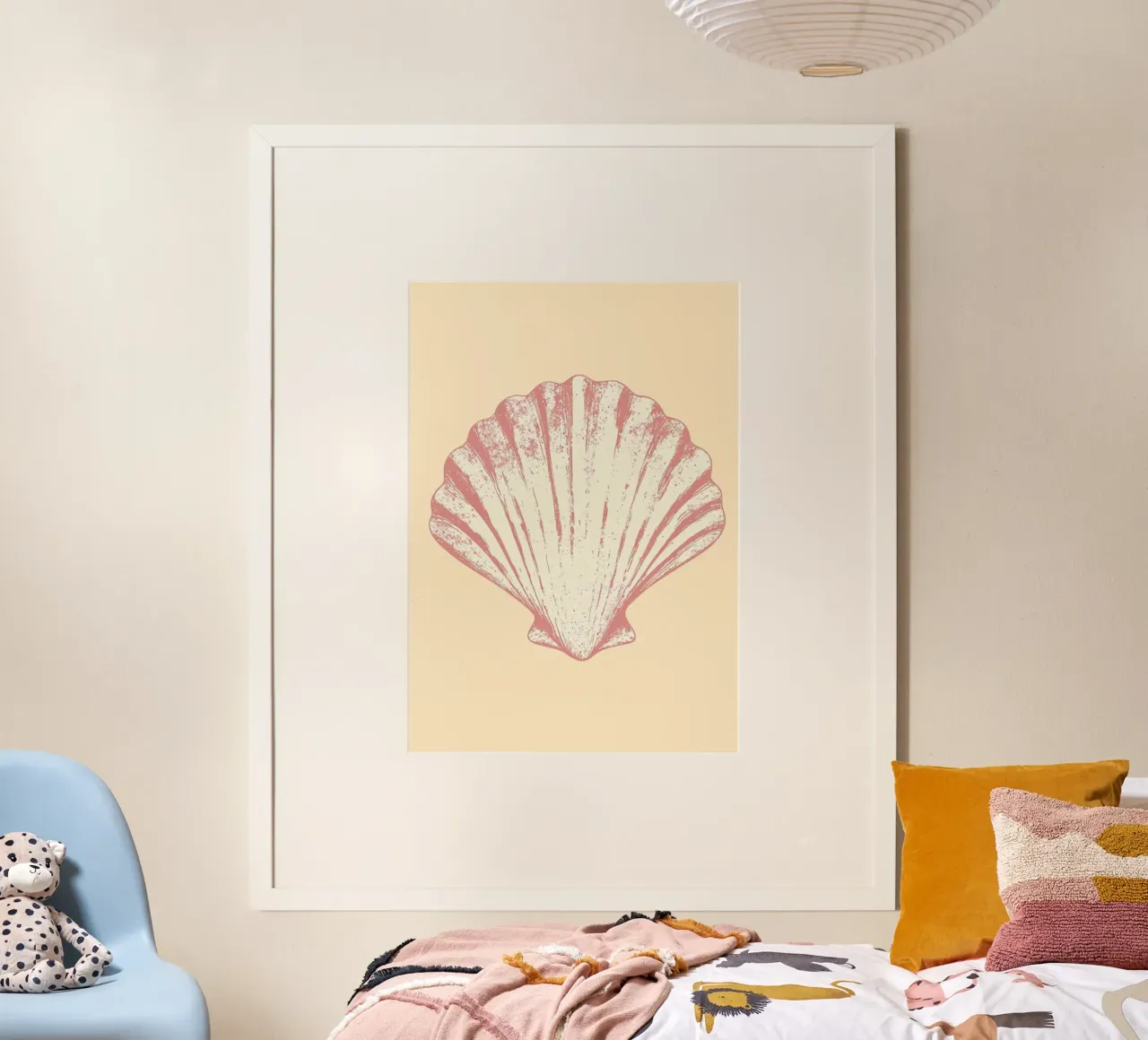 Pink Seashell, Minimalist Coastal Art, Retro Print poster by dawnthesea