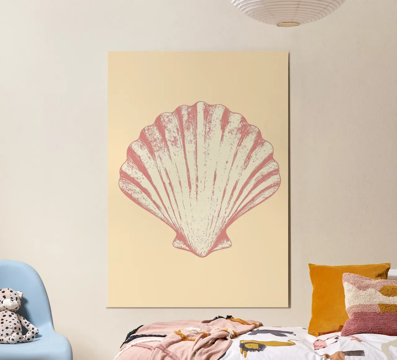Pink Seashell, Minimalist Coastal Art, Retro Print poster by dawnthesea