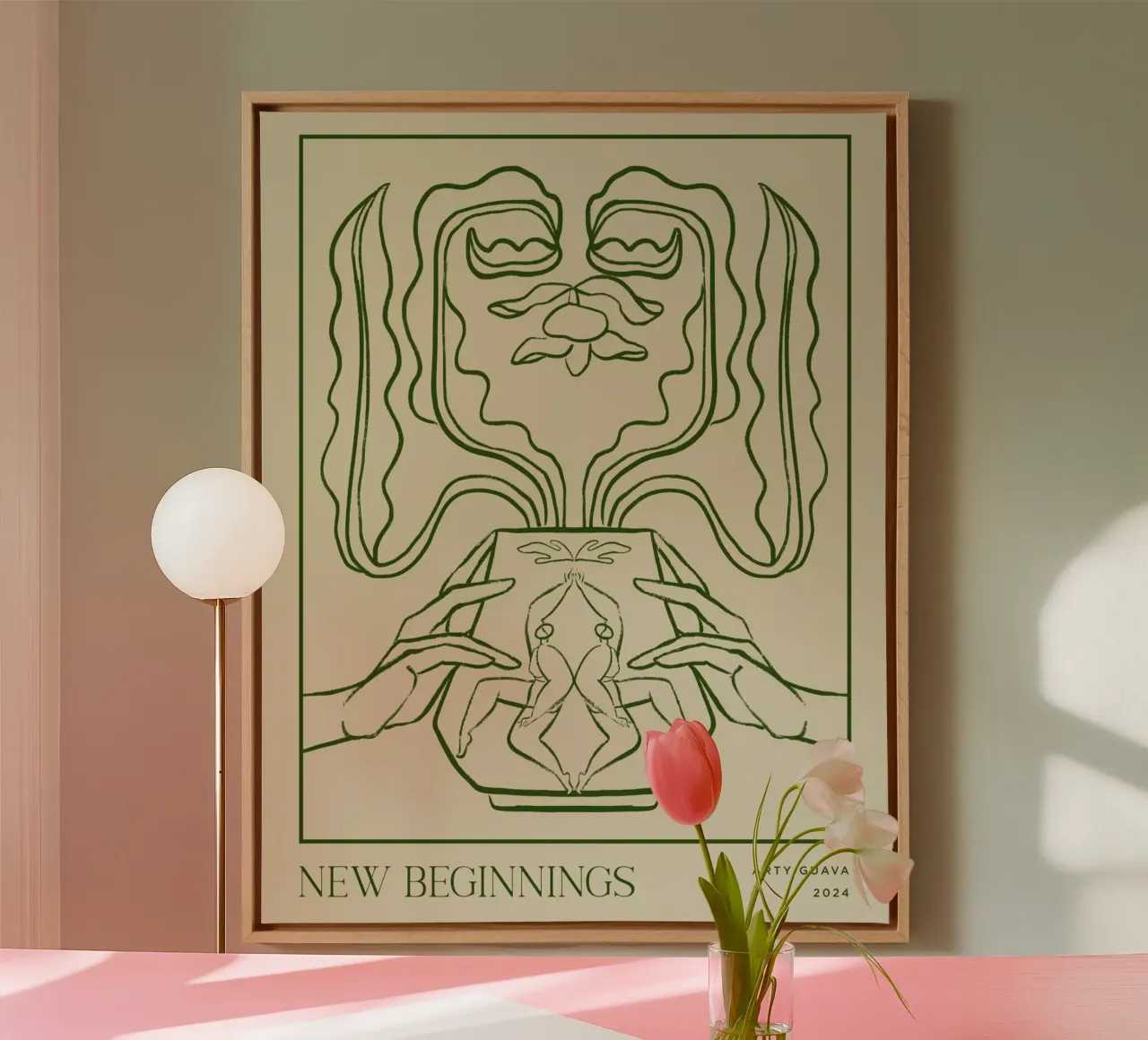 Vessel Collection, New Beginnings Line Art tela con Cornice a cassetta da Arty Guava