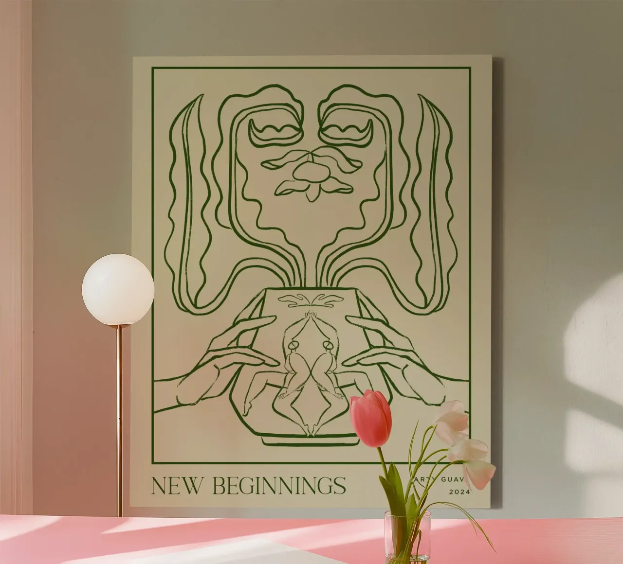 Vessel Collection, New Beginnings Line Art tela con Cornice a cassetta da Arty Guava