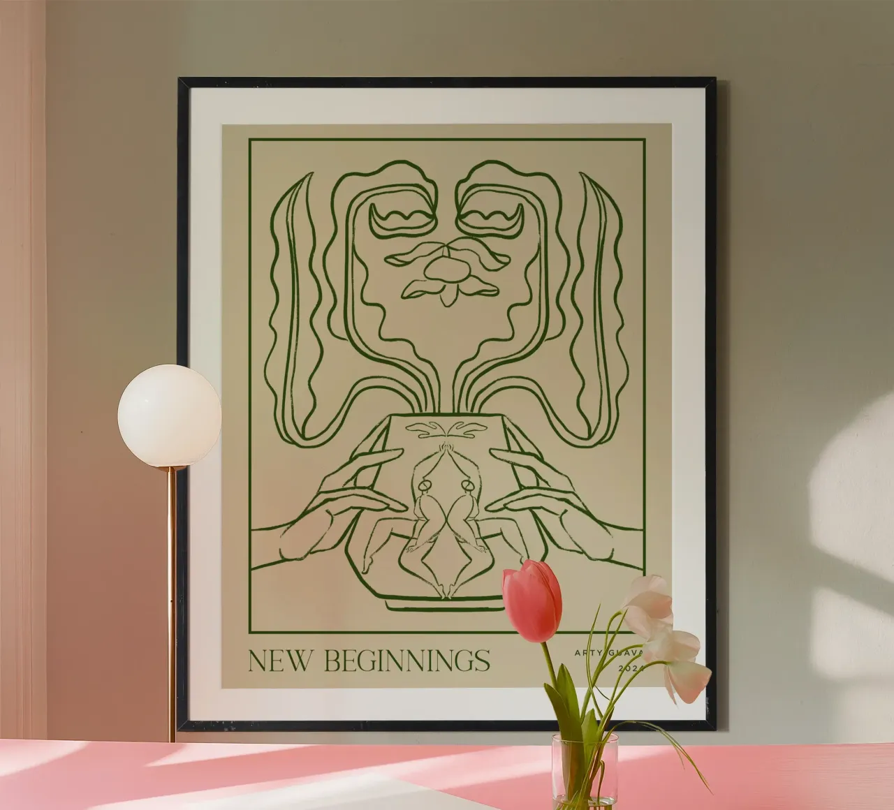 Vessel Collection, New Beginnings Line Art poster con telaio in plastica da Arty Guava