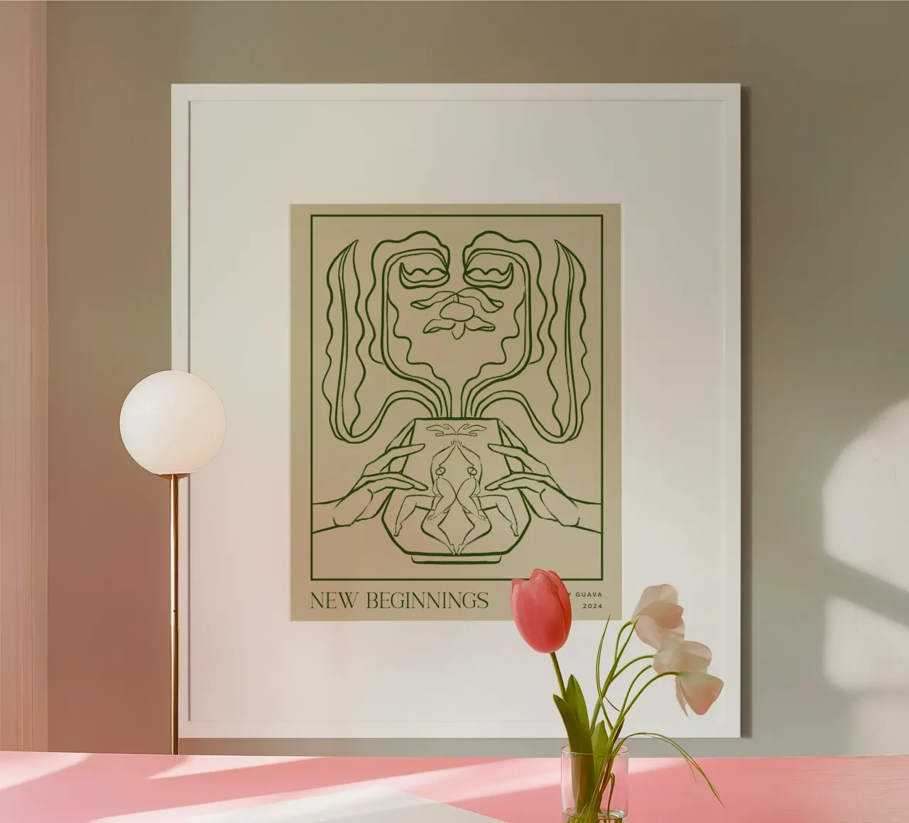 Vessel Collection, New Beginnings Line Art poster con telaio in plastica da Arty Guava