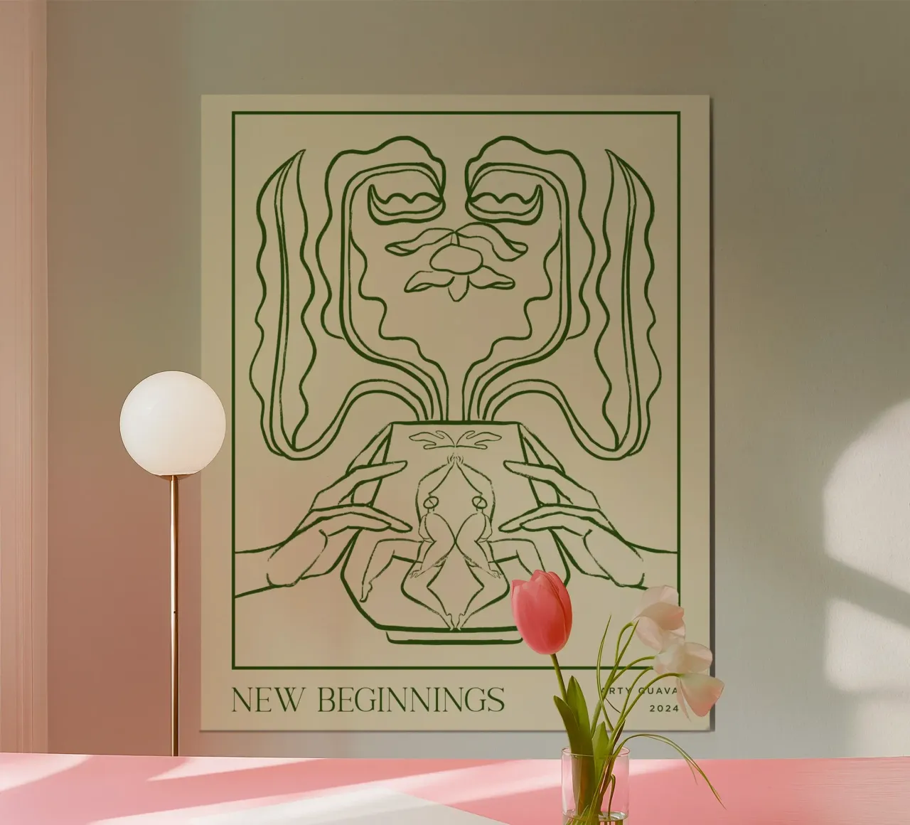 Vessel Collection, New Beginnings Line Art poster con telaio in plastica da Arty Guava