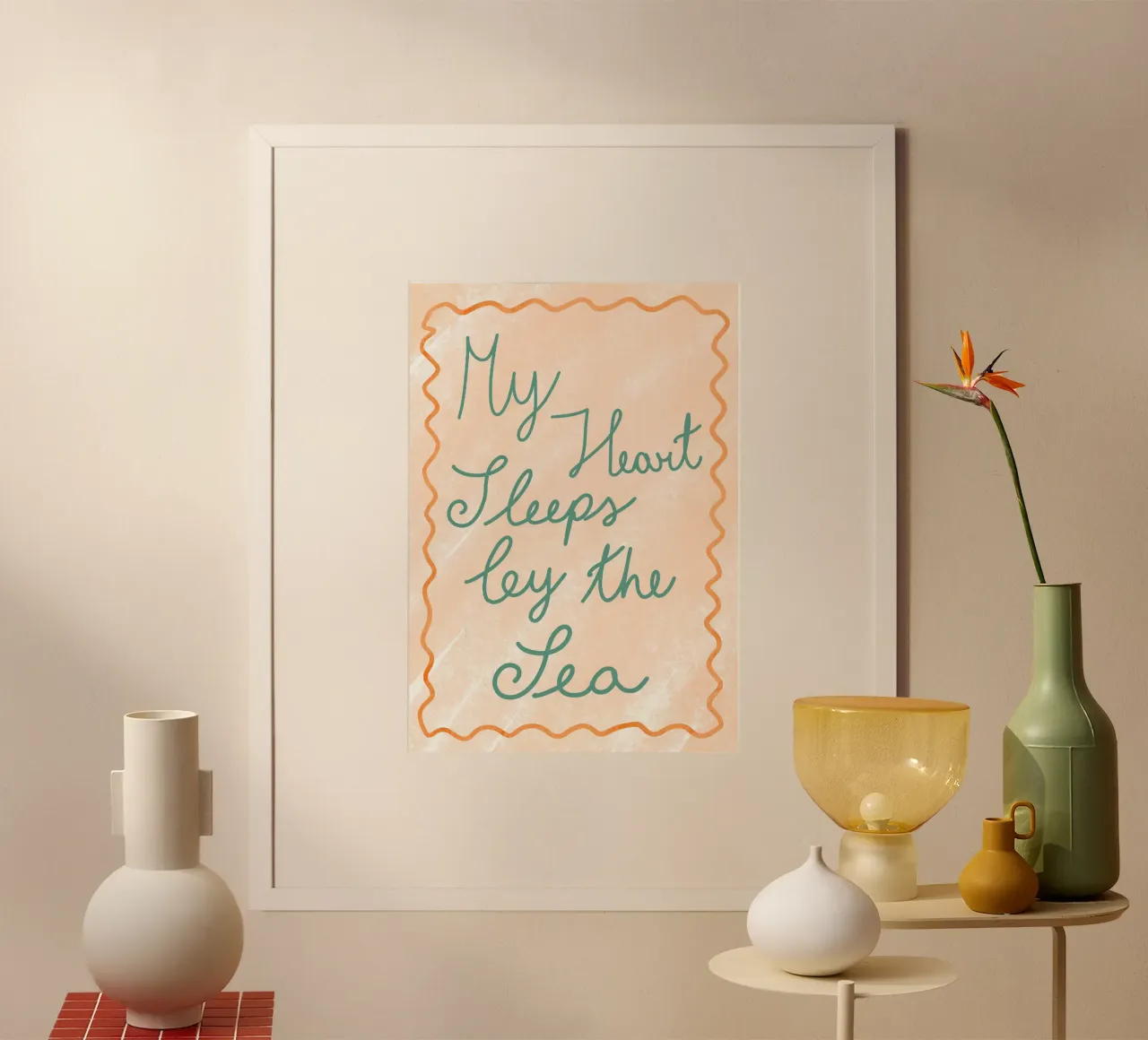 My Heart Sleeps By the Sea, Coastal Art Print (Mon cœur dort au bord de la mer) poster de dawnthesea