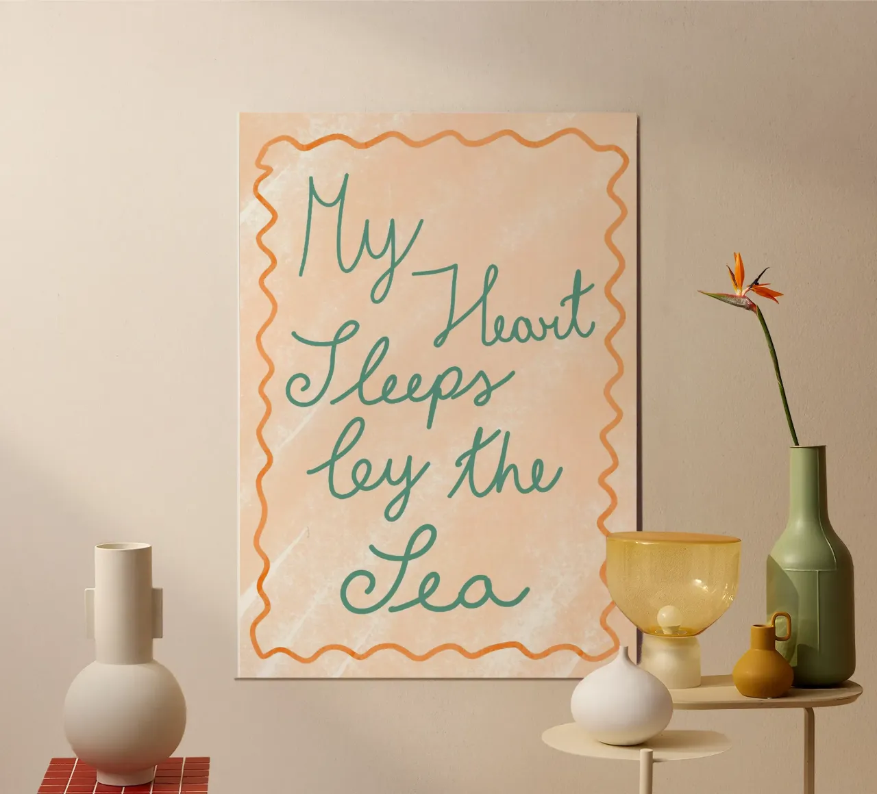 My Heart Sleeps By the Sea, Coastal Art Print (Mon cœur dort au bord de la mer) poster de dawnthesea