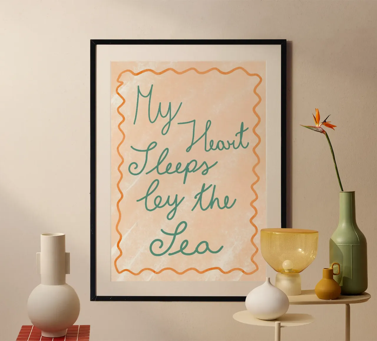 My Heart Sleeps By the Sea, Coastal Art Print (Mon cœur dort au bord de la mer) poster de dawnthesea