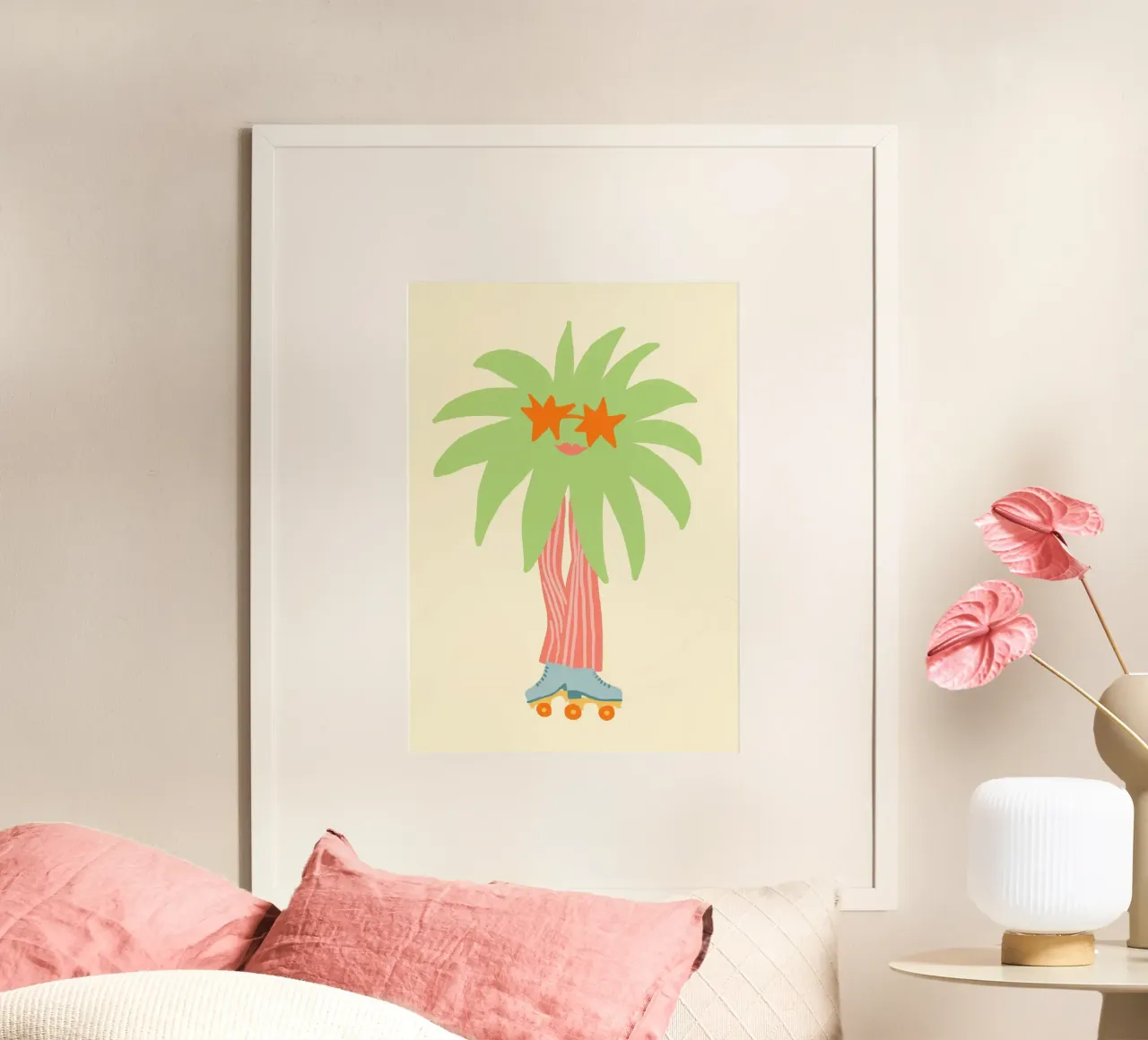 Palma con pattini a rotelle, arte divertente e stravagante poster da dawnthesea