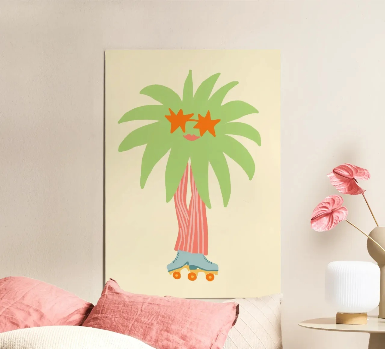 Palma con pattini a rotelle, arte divertente e stravagante poster da dawnthesea