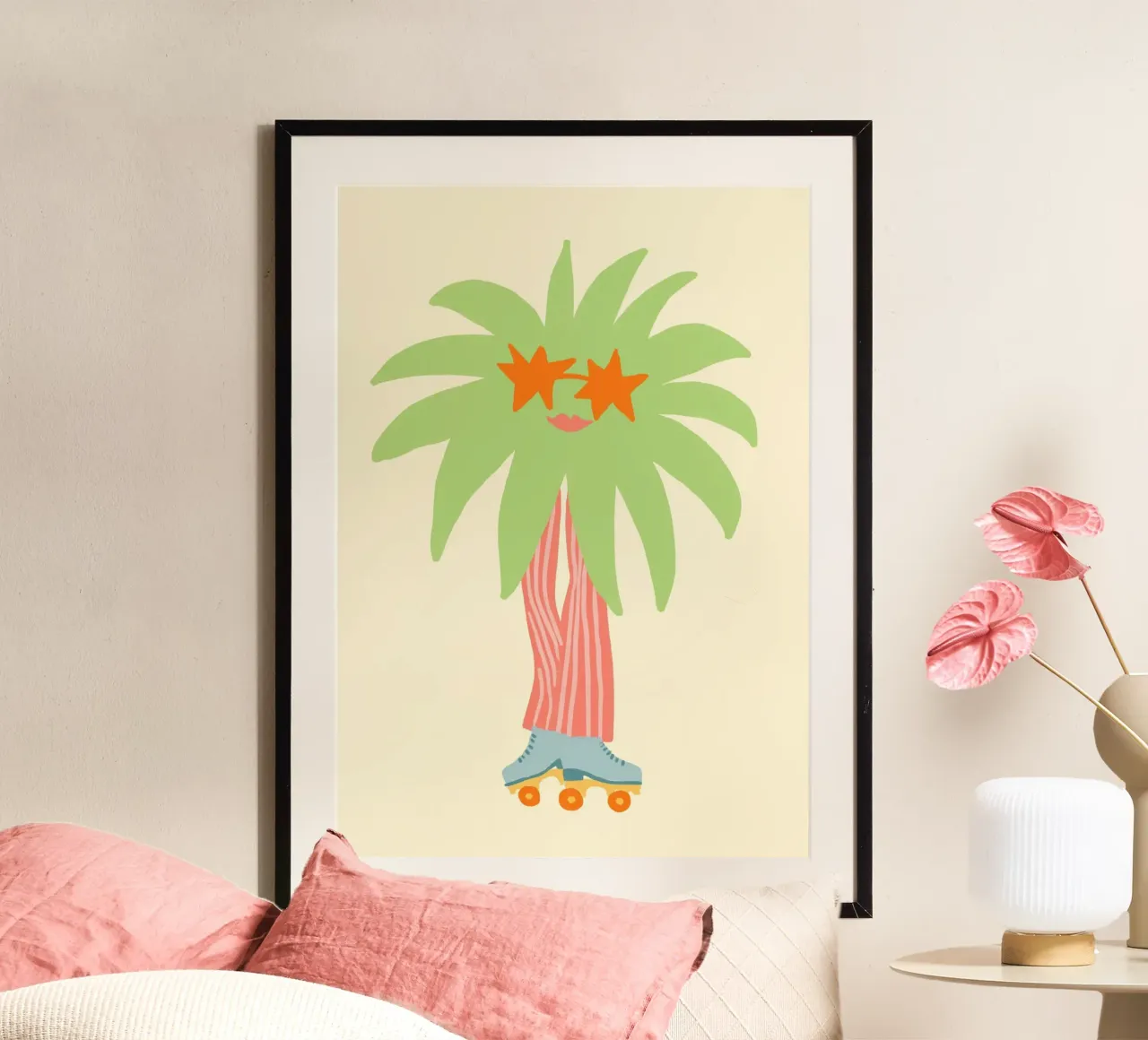 Palma con pattini a rotelle, arte divertente e stravagante poster da dawnthesea