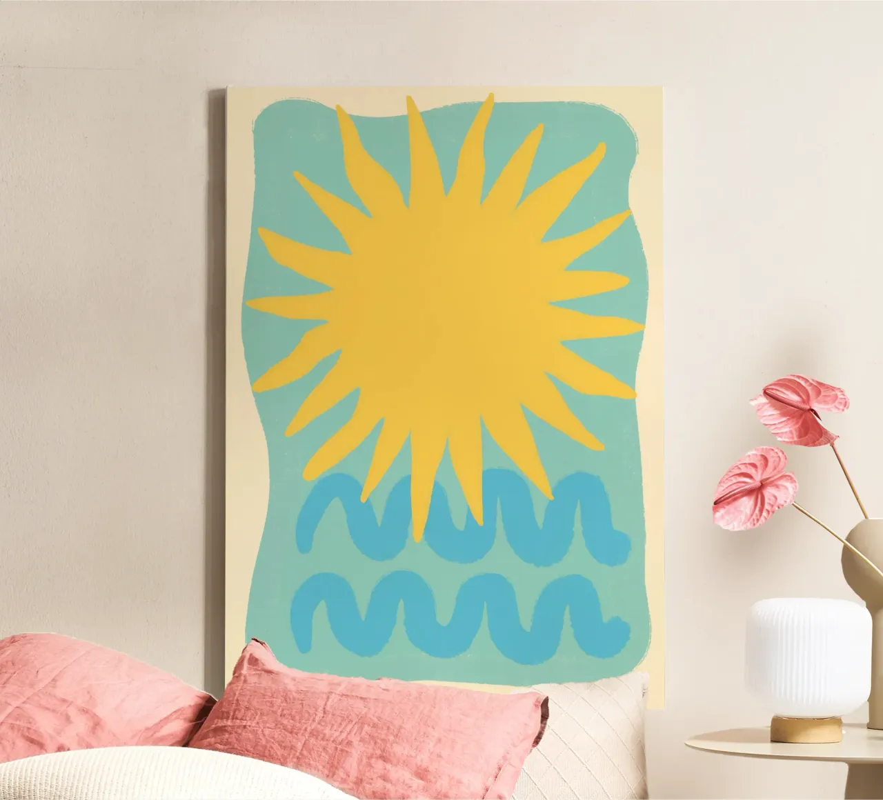 Sun and Sea, Abstract Summer Art Print canvas with Floater frame by dawnthesea