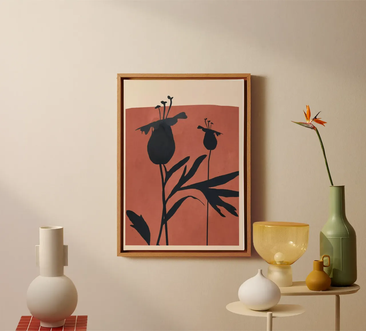 Abstracte kunst Minimal Plant 92 canvas met Baklijst van ThingDesign