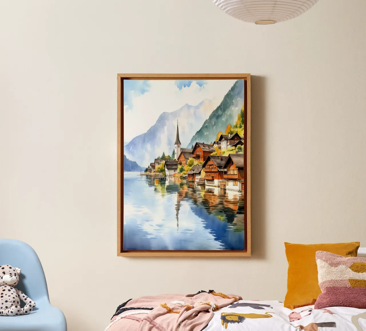 Hallstatt Austria tela con Cornice a cassetta da Cyberpunk Canvas