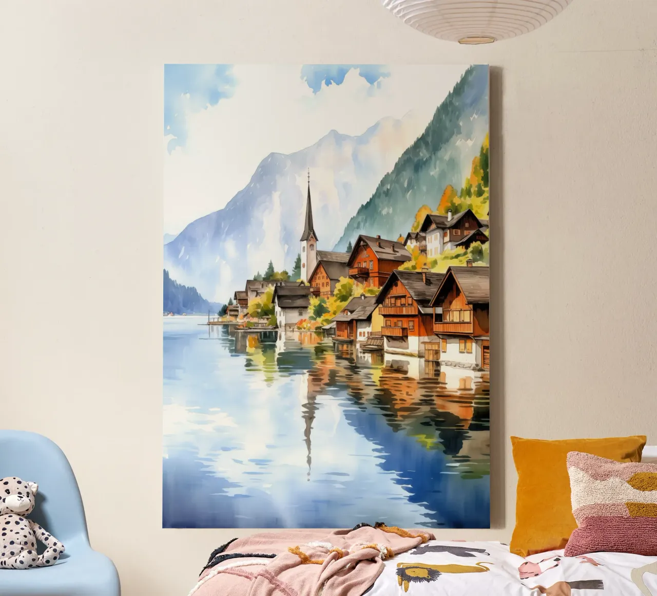 Hallstatt Austria tela con Cornice a cassetta da Cyberpunk Canvas