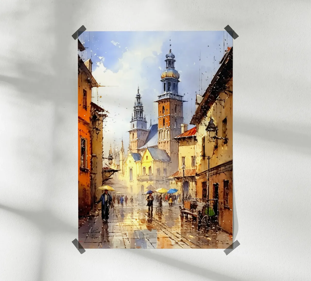 Cracovia Polonia poster con telaio in alluminio da Cyberpunk Canvas