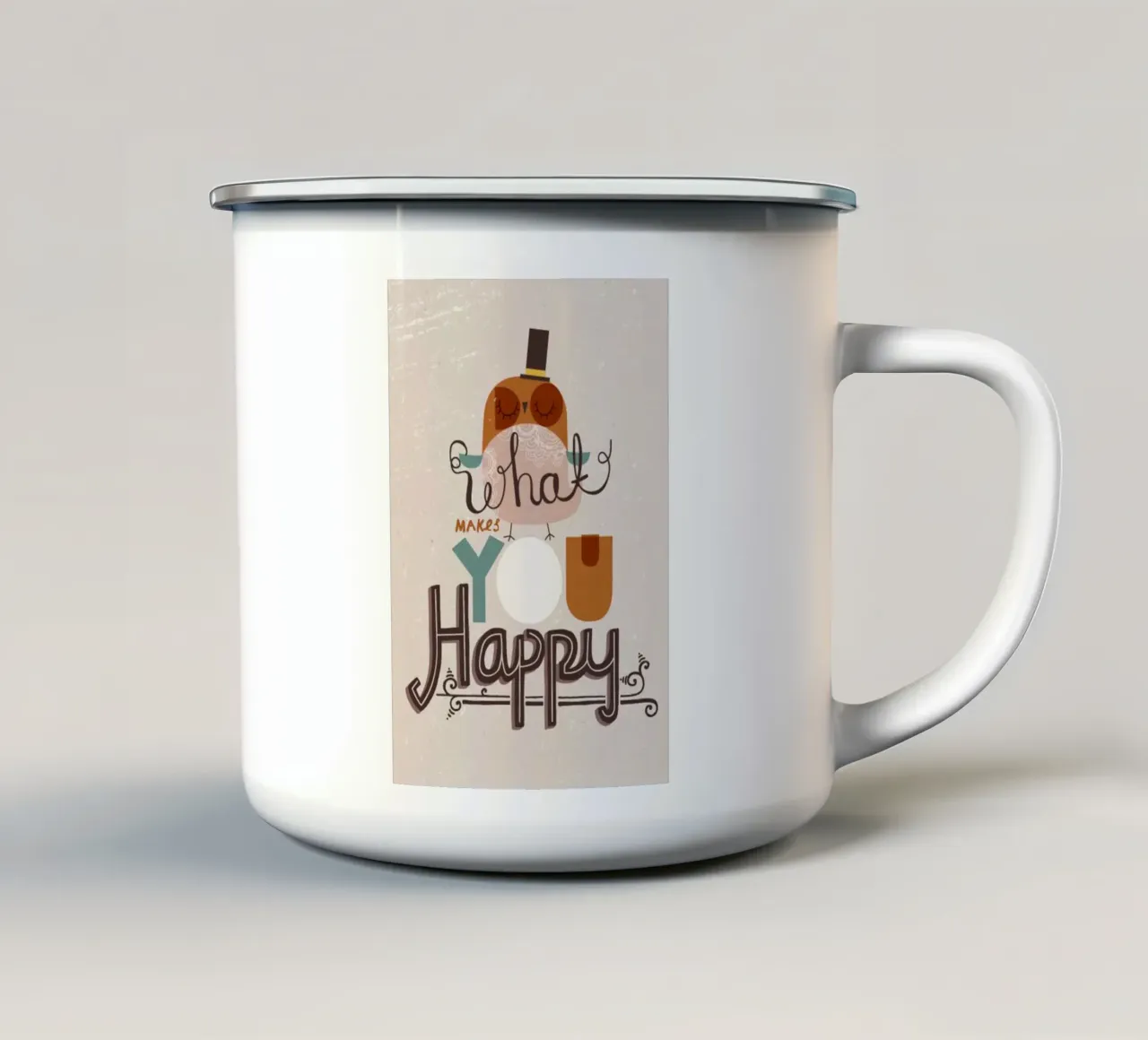 cosa ti rende felice tazza in smalto da art quots shop