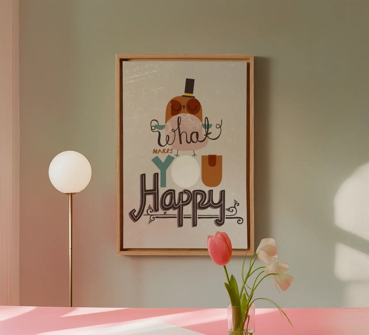 cosa ti rende felice tela con Cornice a cassetta da art quots shop