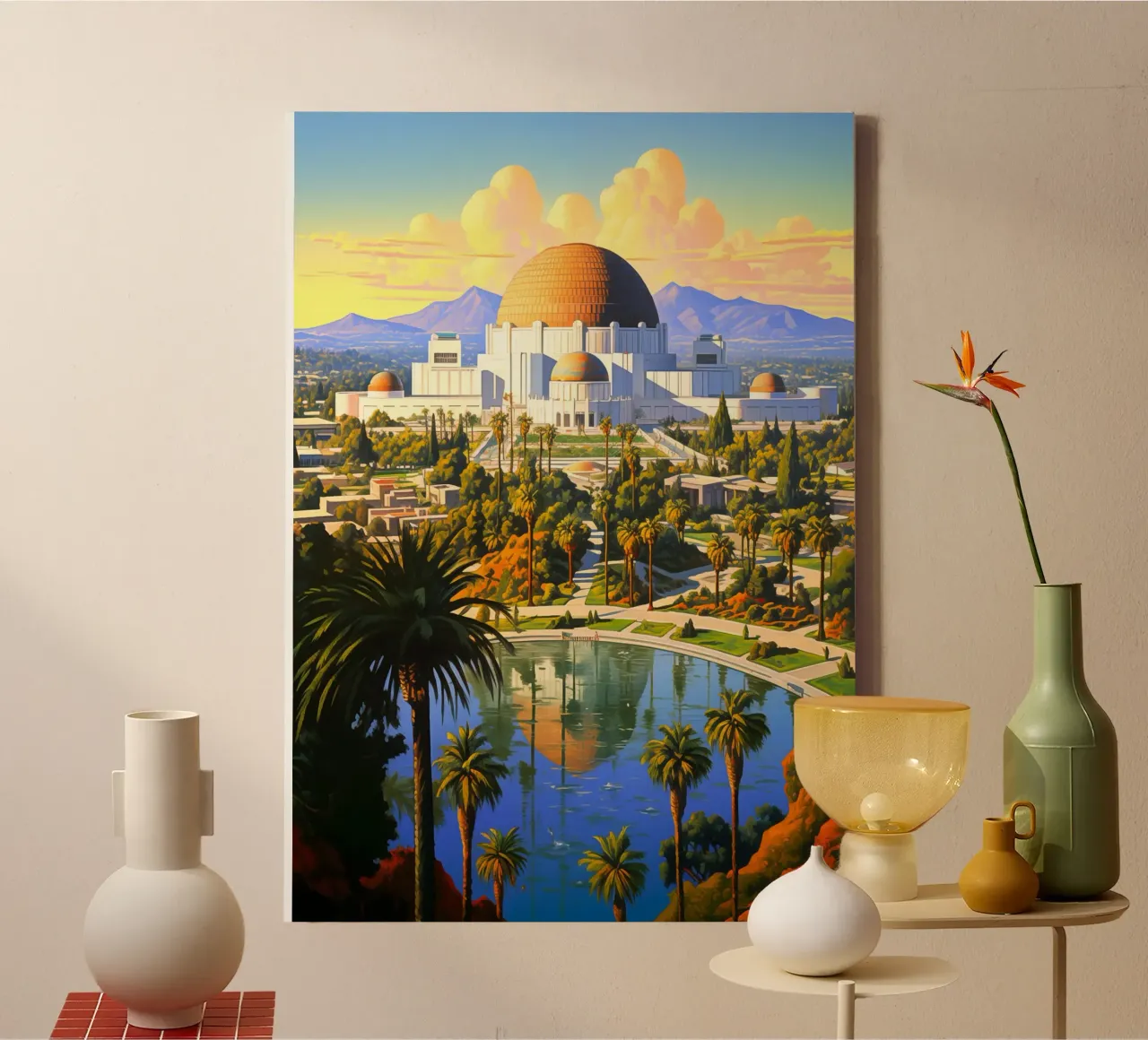 Los Angeles USA tela con Cornice a cassetta da Cyberpunk Canvas