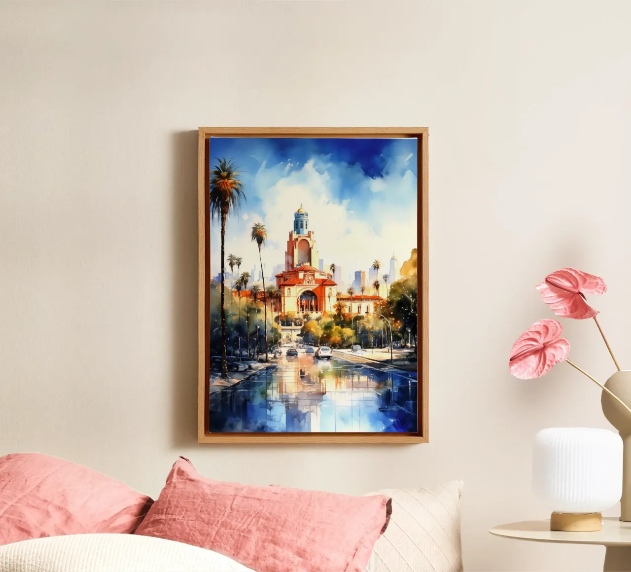 Los Angeles USA tela con Cornice a cassetta da Cyberpunk Canvas
