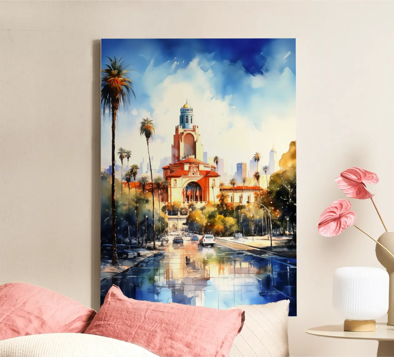 Los Angeles USA tela con Cornice a cassetta da Cyberpunk Canvas