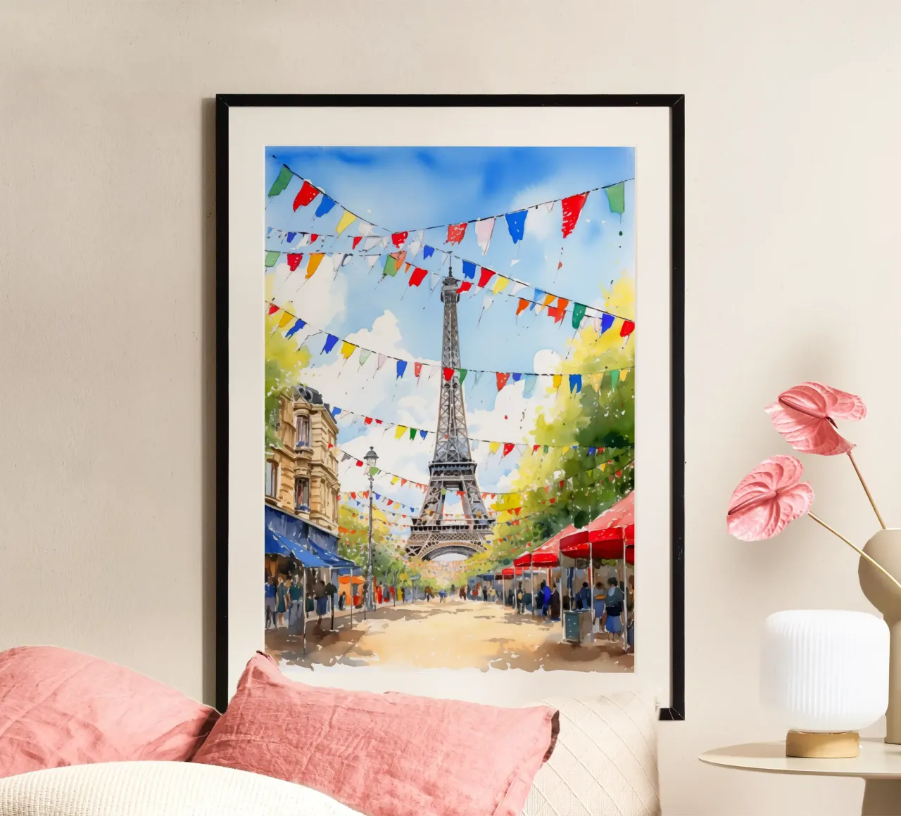 Parigi Francia poster con telaio in alluminio da Cyberpunk Canvas