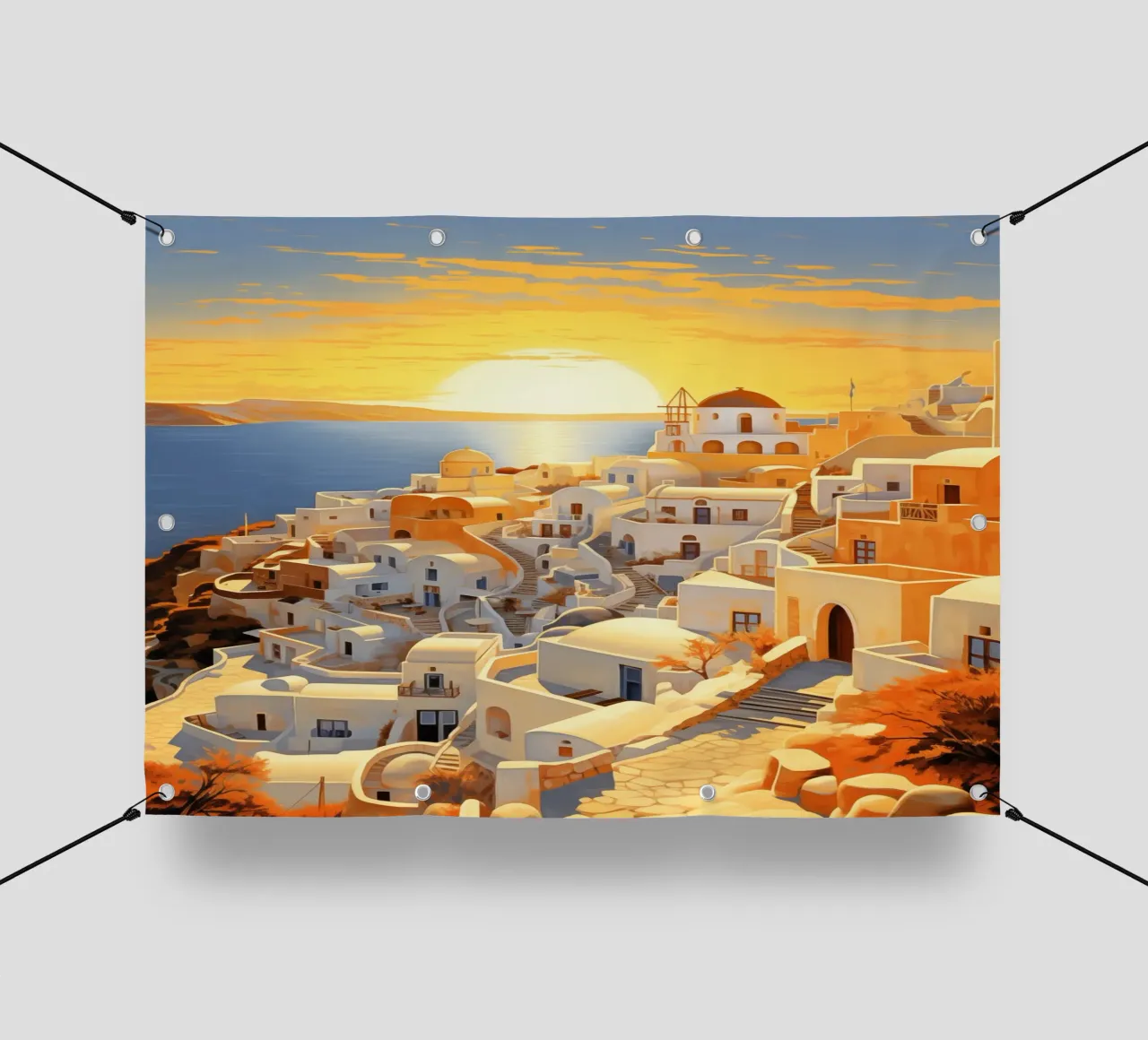 Santorini Greece telo in pvc da Cyberpunk Canvas