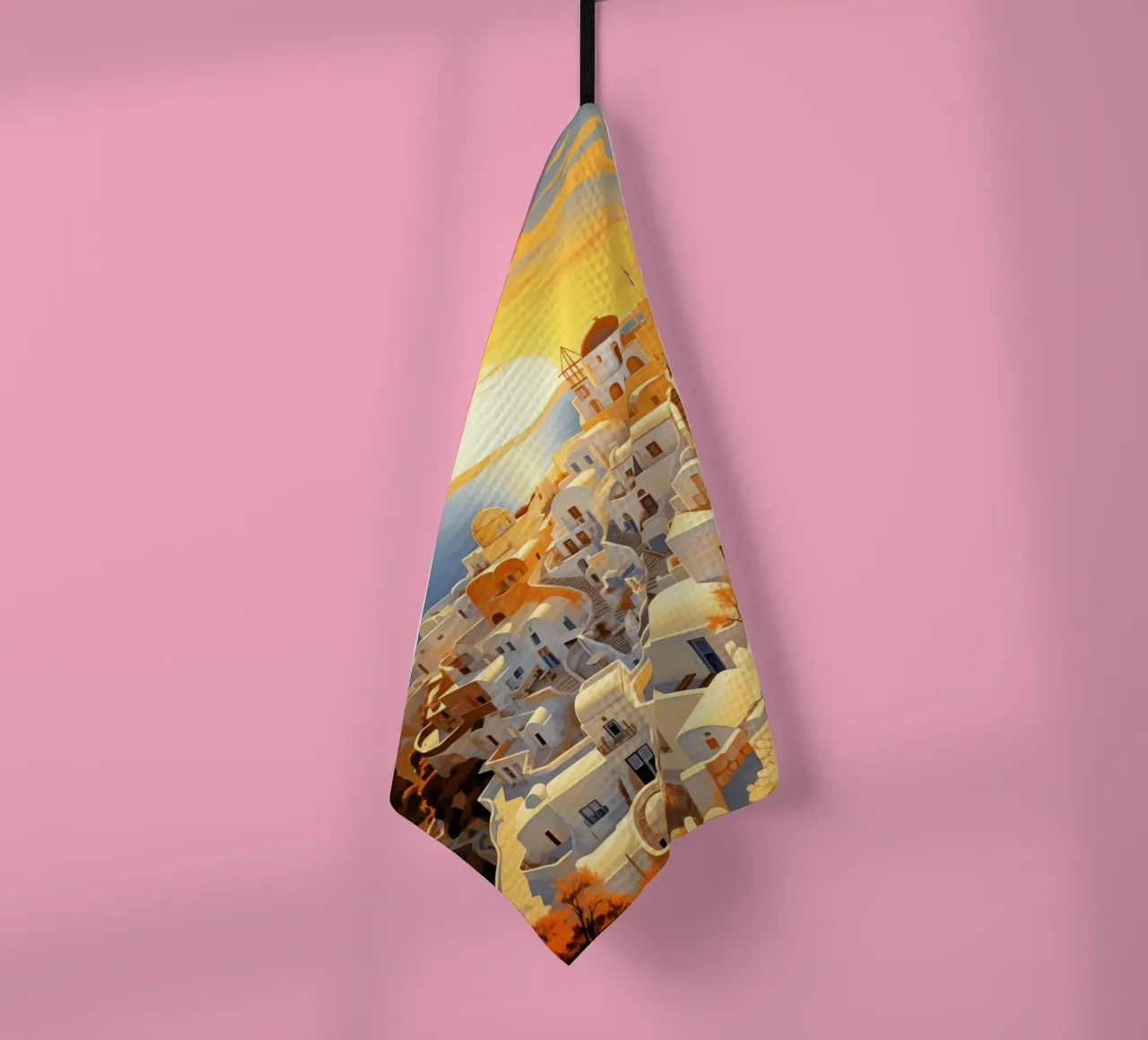 Santorin Grèce torchon de Cyberpunk Canvas