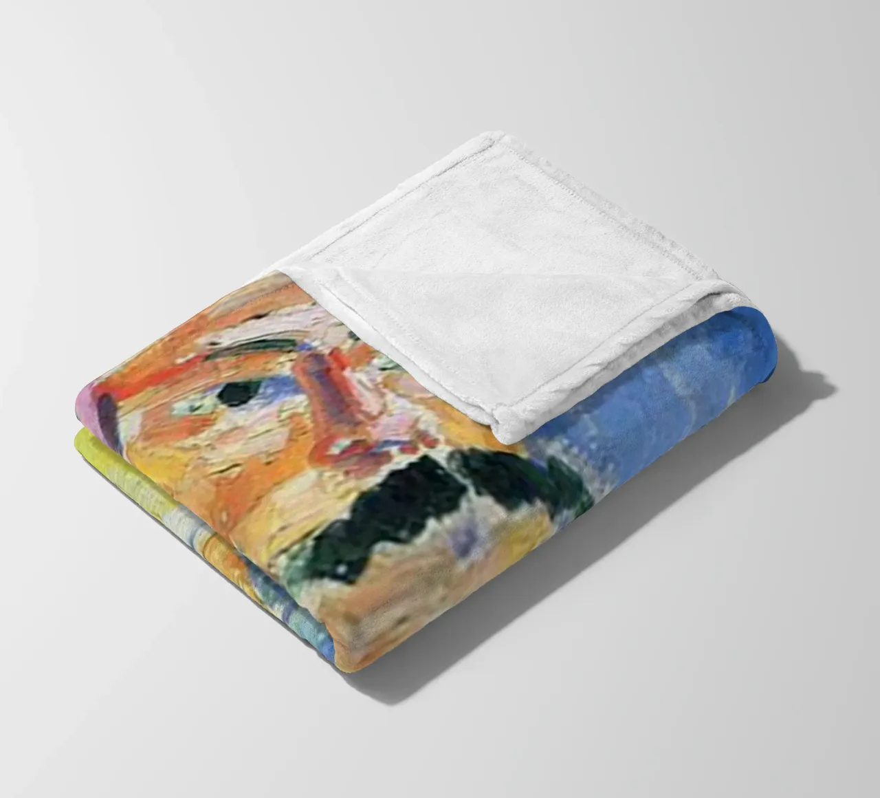 dipinto di un vecchio con i baffi coperta in pile da briyan shop
